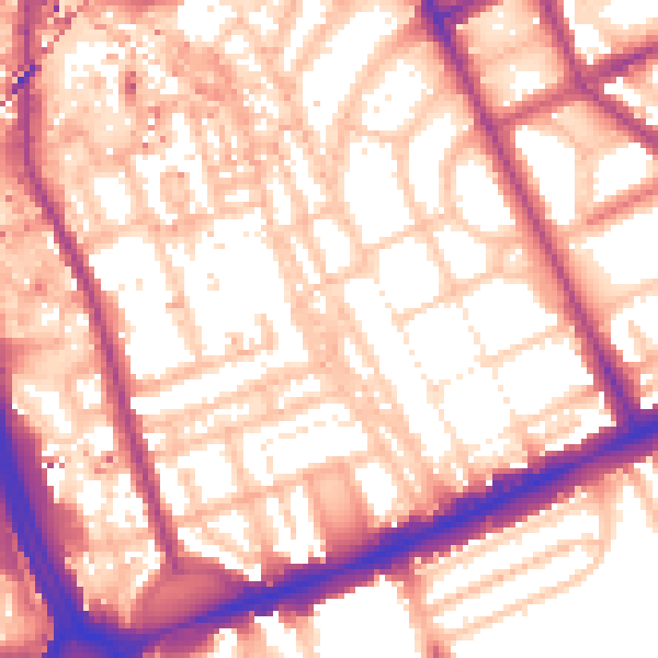 Daytime road noise heatmap for W11 4PA