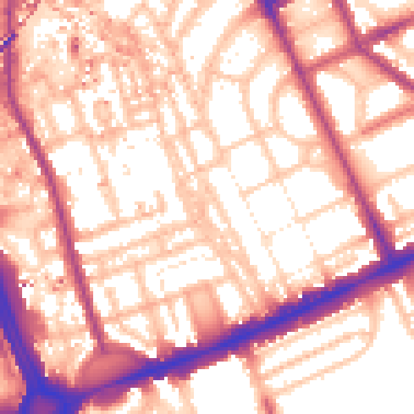 Daytime road noise heatmap for W11 4PE