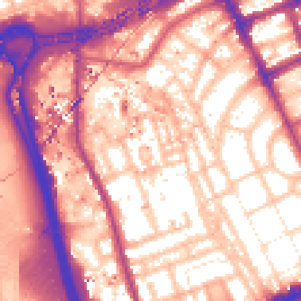 Daytime road noise heatmap for W11 4PR