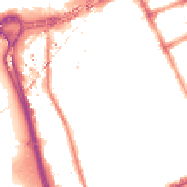 Night-time road noise heatmap for W11 4PR
