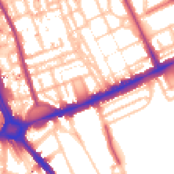 Daytime road noise heatmap for W11 4PX