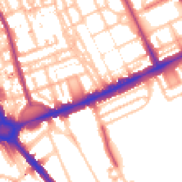 Daytime road noise heatmap for W11 4QG