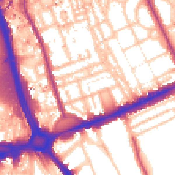 Daytime road noise heatmap for W11 4QT