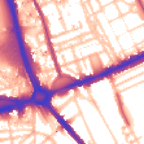 Daytime road noise heatmap for W11 4RJ