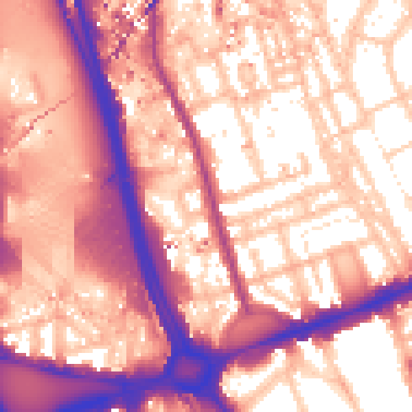 Daytime road noise heatmap for W11 4ST
