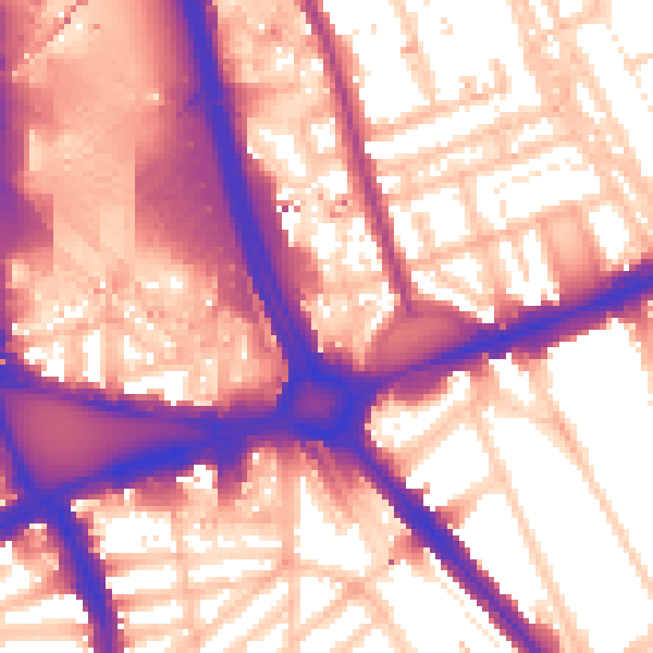 Daytime road noise heatmap for W11 4TS