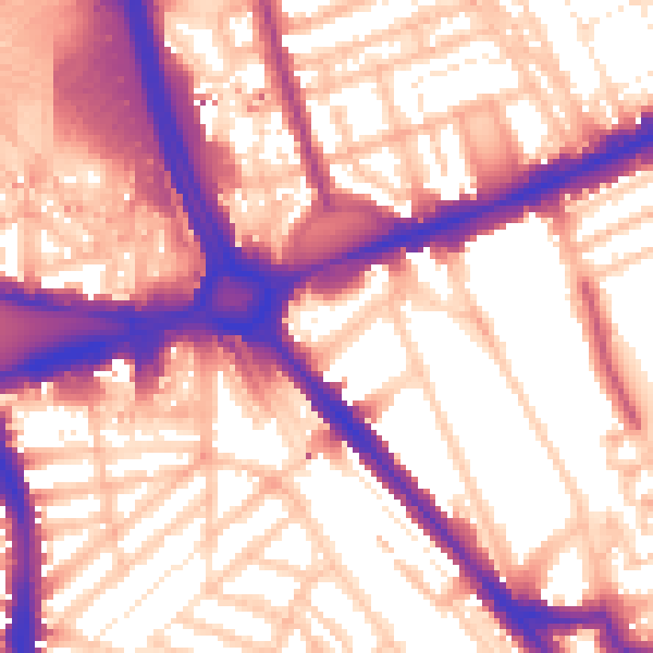 Daytime road noise heatmap for W11 4UY