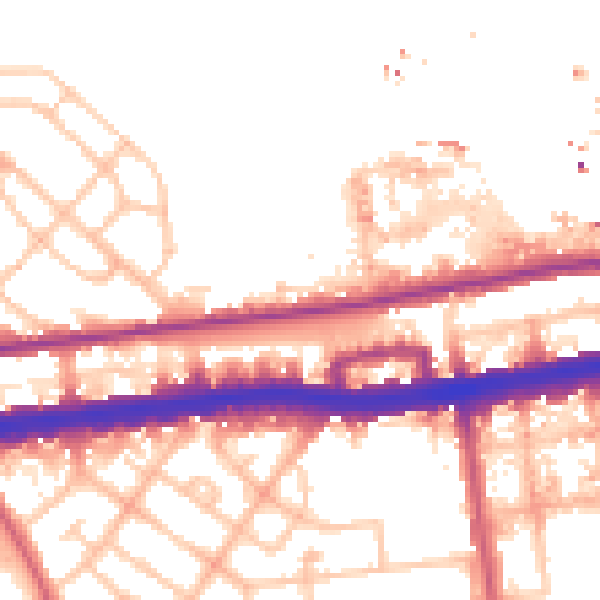 Daytime road noise heatmap for W12 0AY