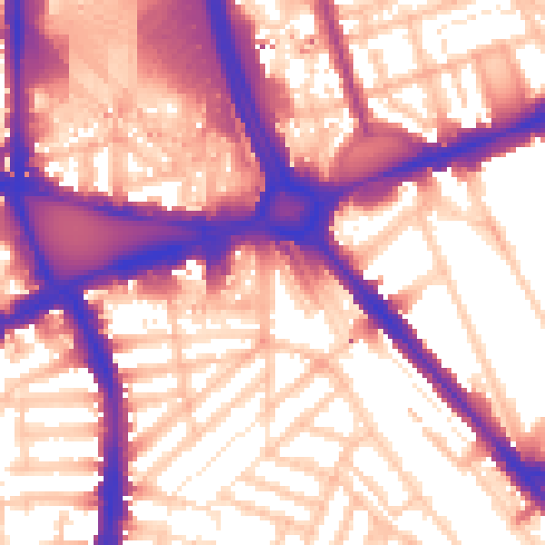 Daytime road noise heatmap for W12 8LQ