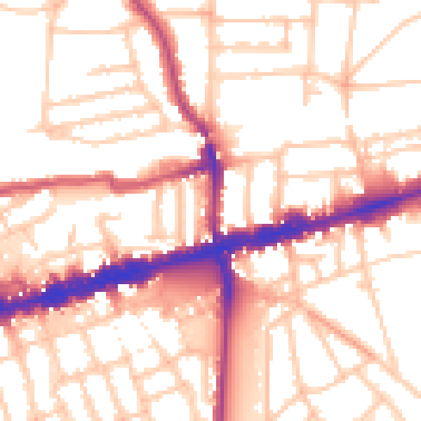 Daytime road noise heatmap for W13 0BF