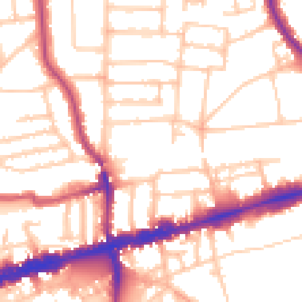 Daytime road noise heatmap for W13 8BW