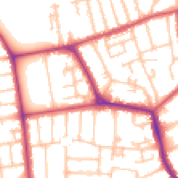 Daytime road noise heatmap for W13 8DZ