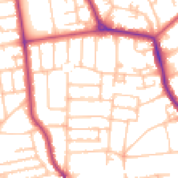Daytime road noise heatmap for W13 8HG