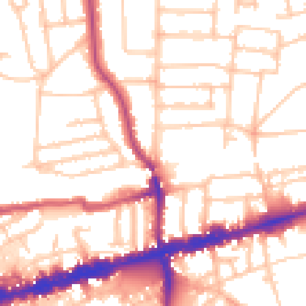 Daytime road noise heatmap for W13 8JP