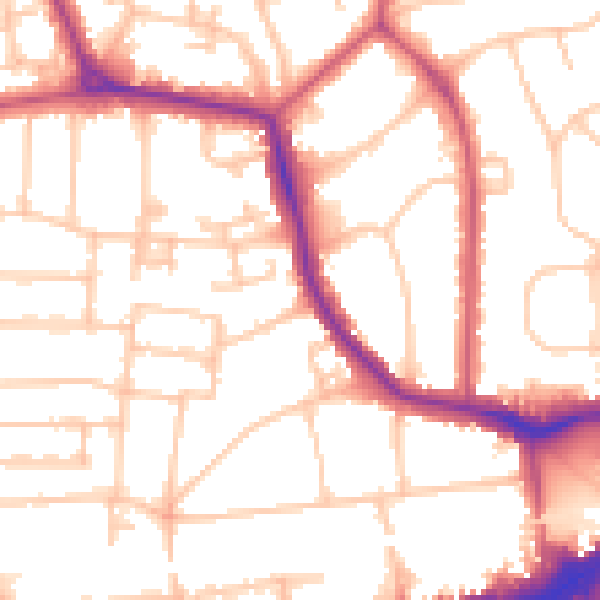 Daytime road noise heatmap for W13 8NA