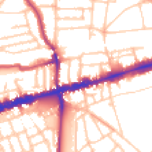 Daytime road noise heatmap for W13 8QN