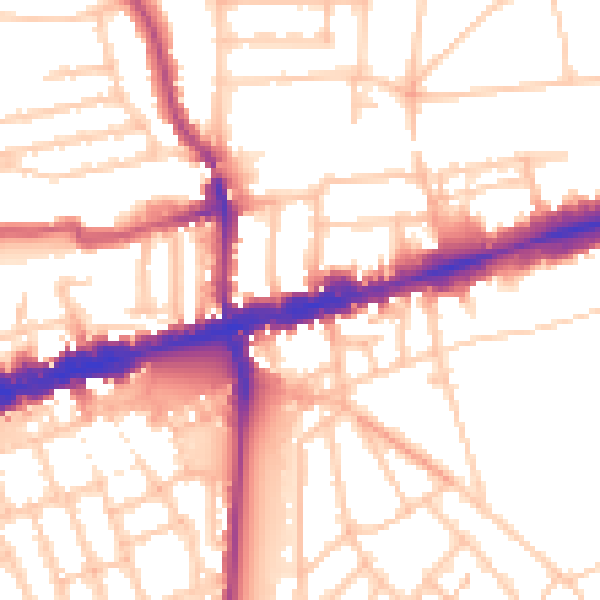 Daytime road noise heatmap for W13 8QS