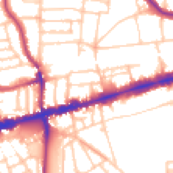 Daytime road noise heatmap for W13 8RQ