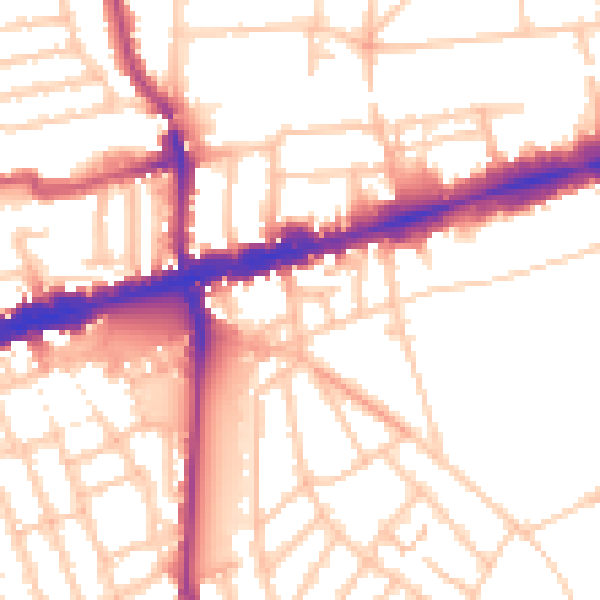Daytime road noise heatmap for W13 9AP
