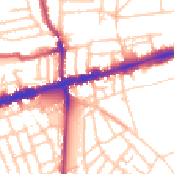 Daytime road noise heatmap for W13 9AT