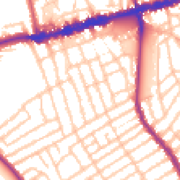 Daytime road noise heatmap for W13 9ED