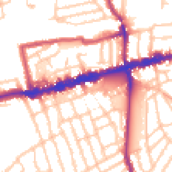Daytime road noise heatmap for W13 9HH