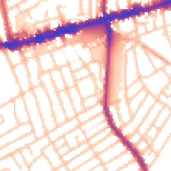 Daytime road noise heatmap for W13 9JF