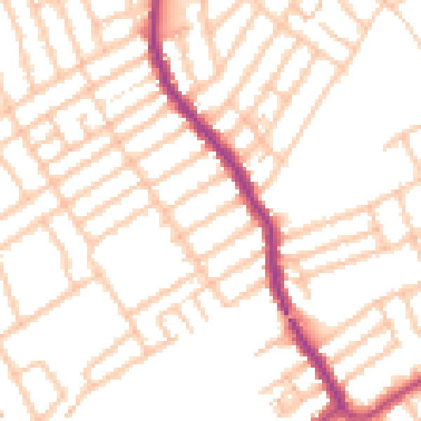 Daytime road noise heatmap for W13 9RN