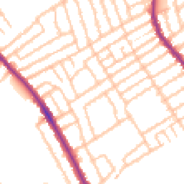 Daytime road noise heatmap for W13 9TZ
