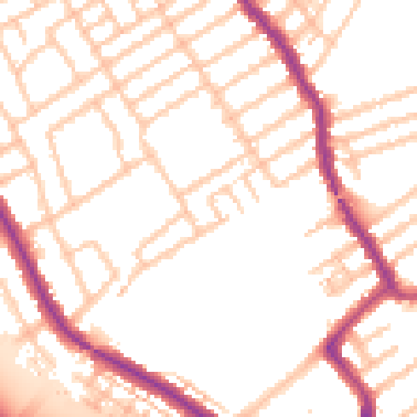 Daytime road noise heatmap for W13 9YD
