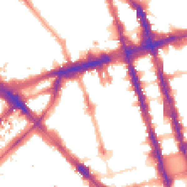 Night-time road noise heatmap for W1H 1AD