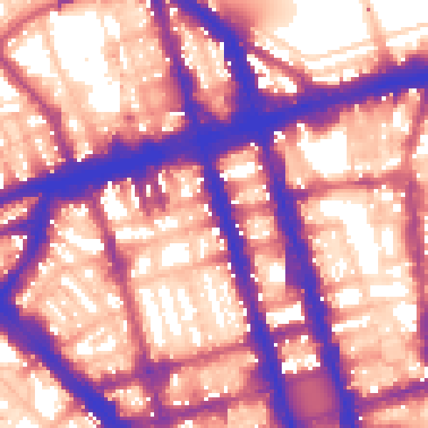 Daytime road noise heatmap for W1H 1BP