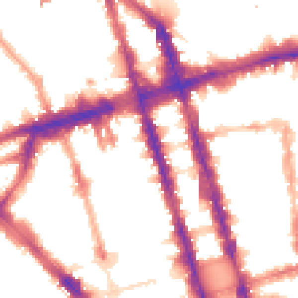 Night-time road noise heatmap for W1H 1BP