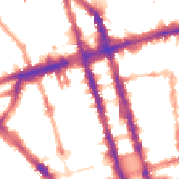 Night-time road noise heatmap for W1H 1BR