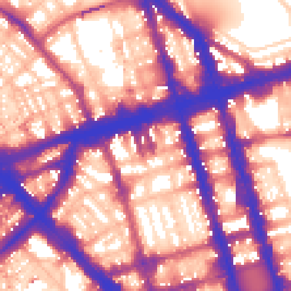 Daytime road noise heatmap for W1H 1DA