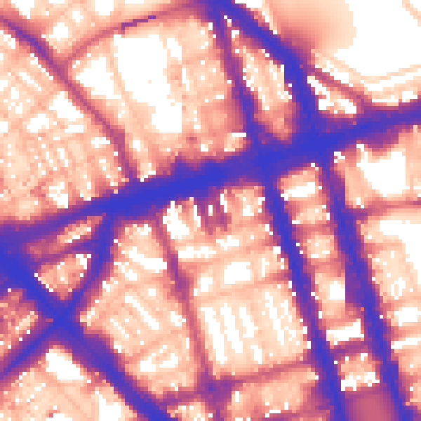 Daytime road noise heatmap for W1H 1DB