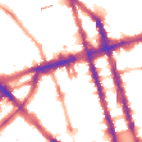 Night-time road noise heatmap for W1H 1DB