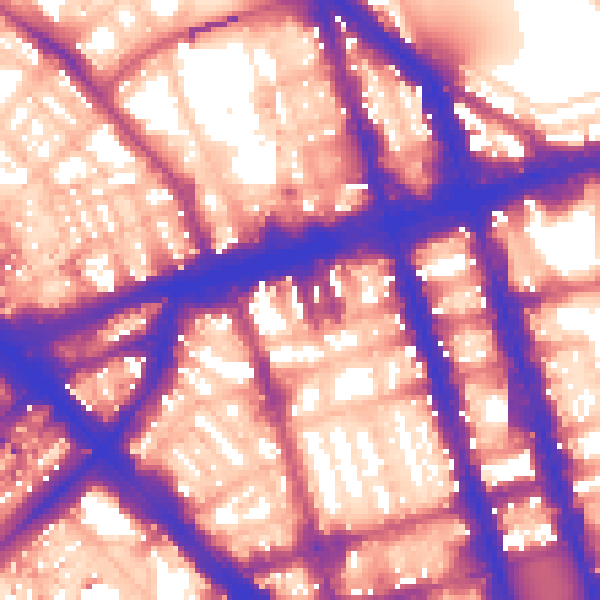 Daytime road noise heatmap for W1H 1DD