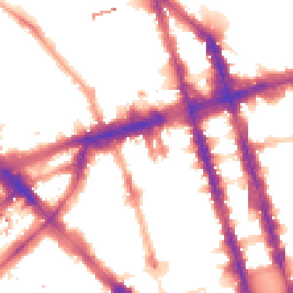 Night-time road noise heatmap for W1H 1DD