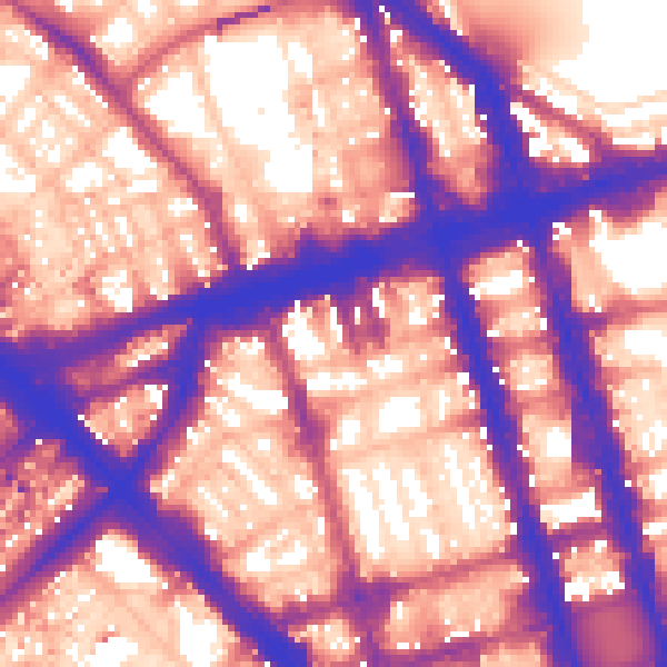 Daytime road noise heatmap for W1H 1DG