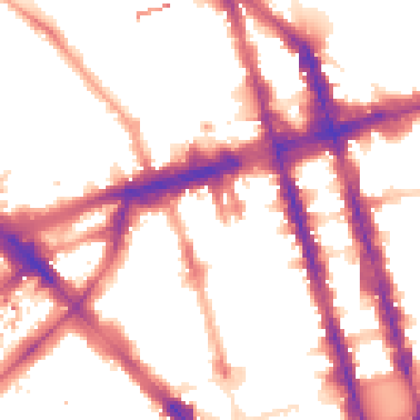 Night-time road noise heatmap for W1H 1DG