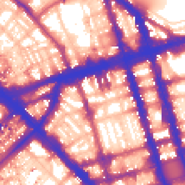 Daytime road noise heatmap for W1H 1DP