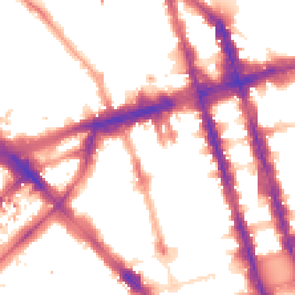 Night-time road noise heatmap for W1H 1DP