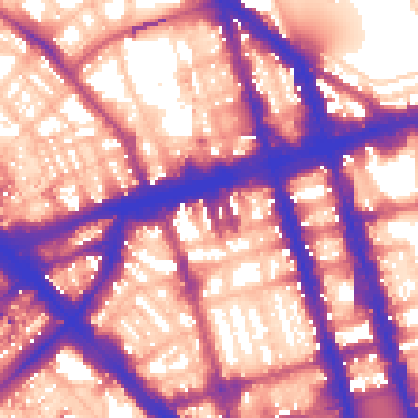Daytime road noise heatmap for W1H 1ED