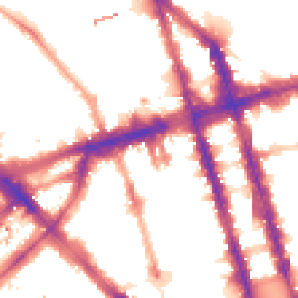 Night-time road noise heatmap for W1H 1ED