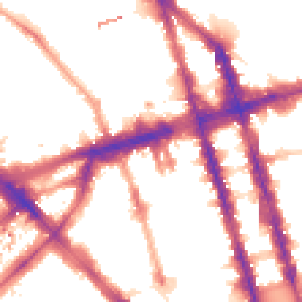 Night-time road noise heatmap for W1H 1EF