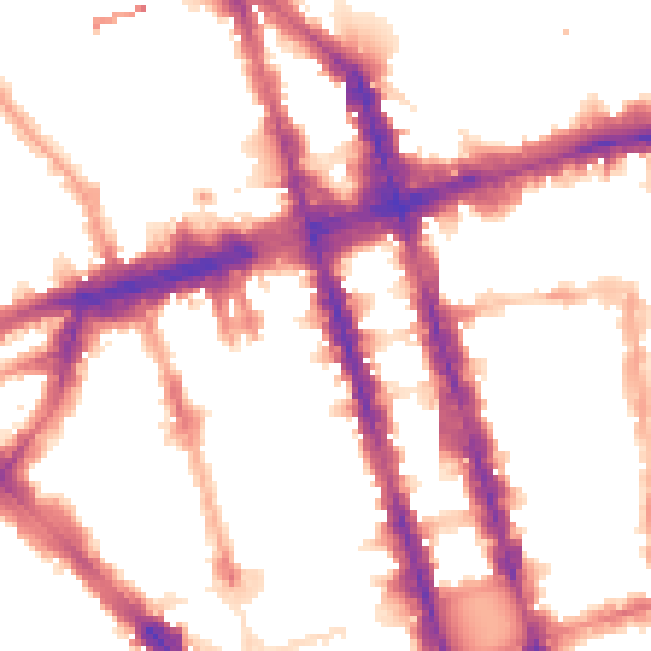 Night-time road noise heatmap for W1H 1EZ