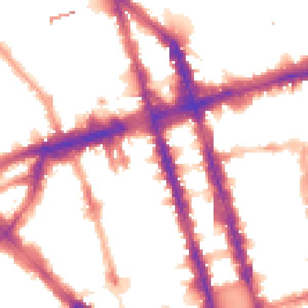 Night-time road noise heatmap for W1H 1FF