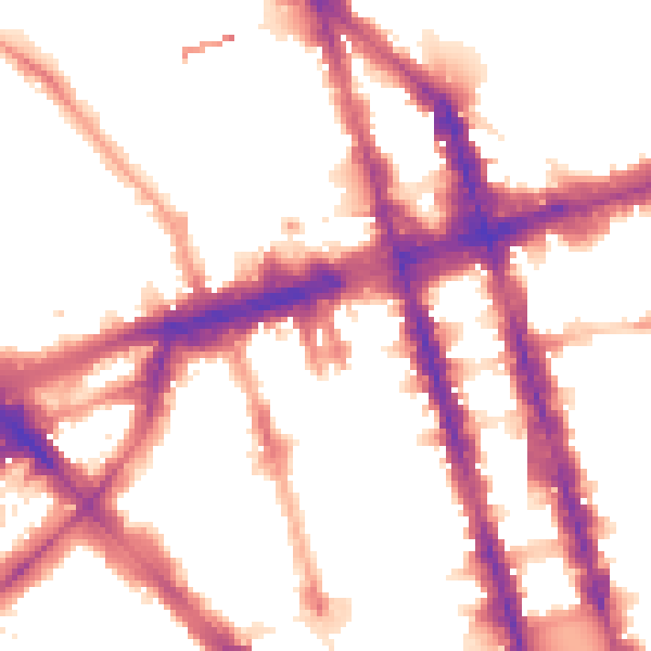 Night-time road noise heatmap for W1H 1FT