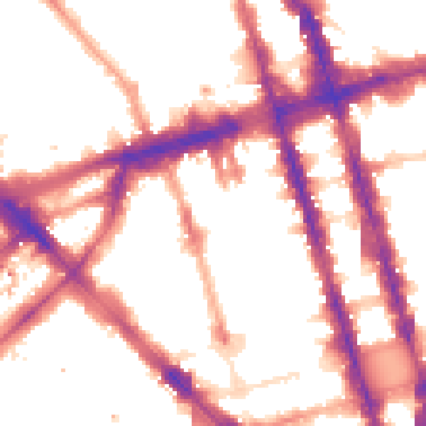 Night-time road noise heatmap for W1H 1JN